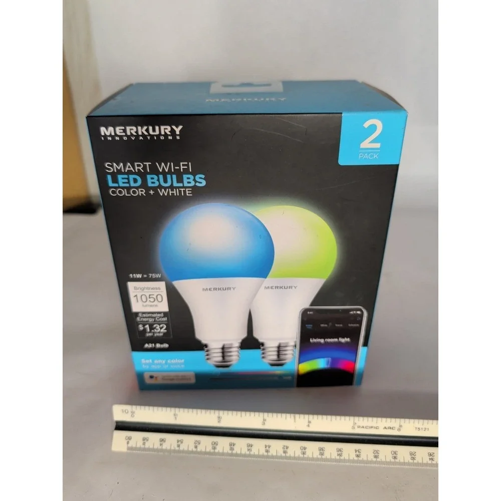 2 Pack MERKURY INNOVATIONS  Smart Wi-Fi LED‎ Bulbs Color + White NEW